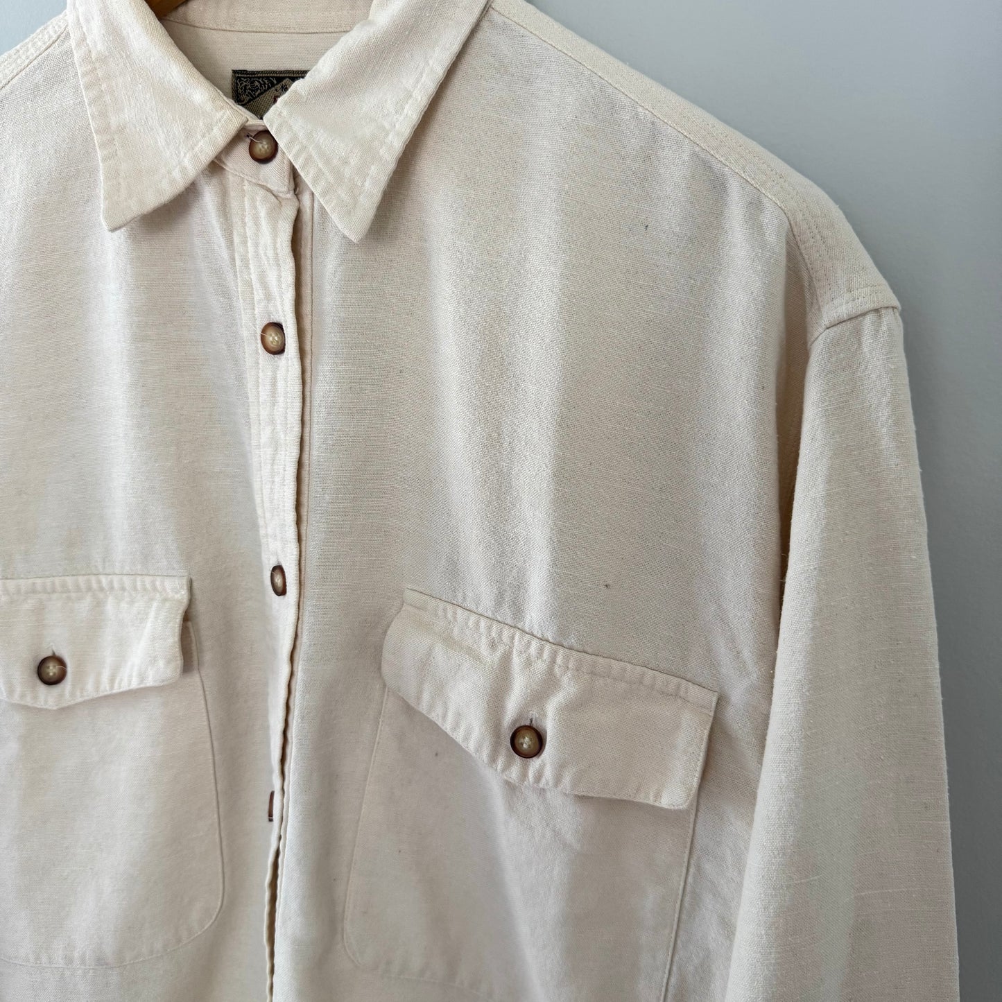 Long Sleeve Cream Button Up Shirt (S)