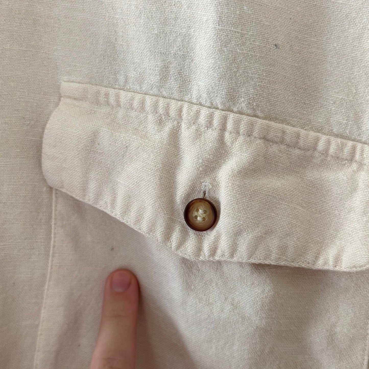Long Sleeve Cream Button Up Shirt (S)