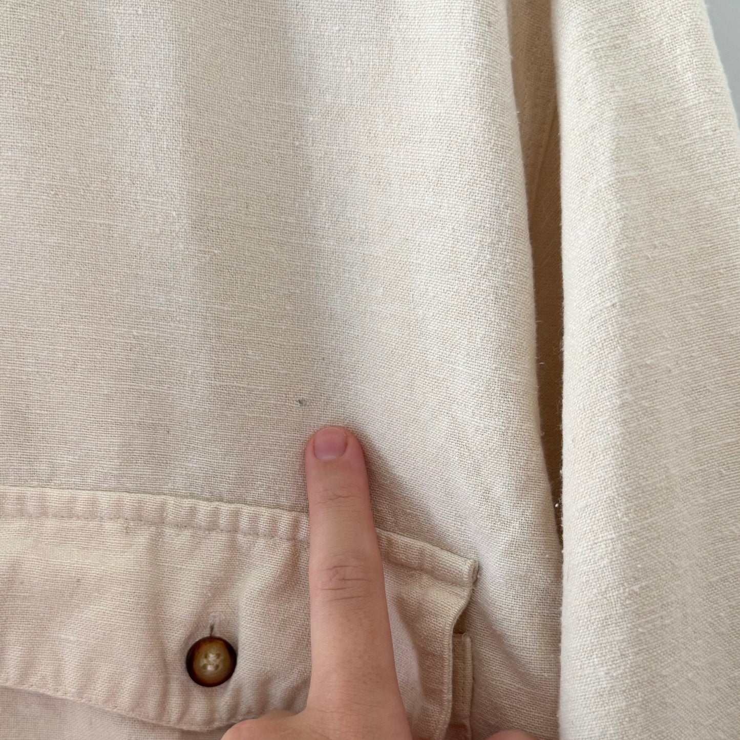 Long Sleeve Cream Button Up Shirt (S)