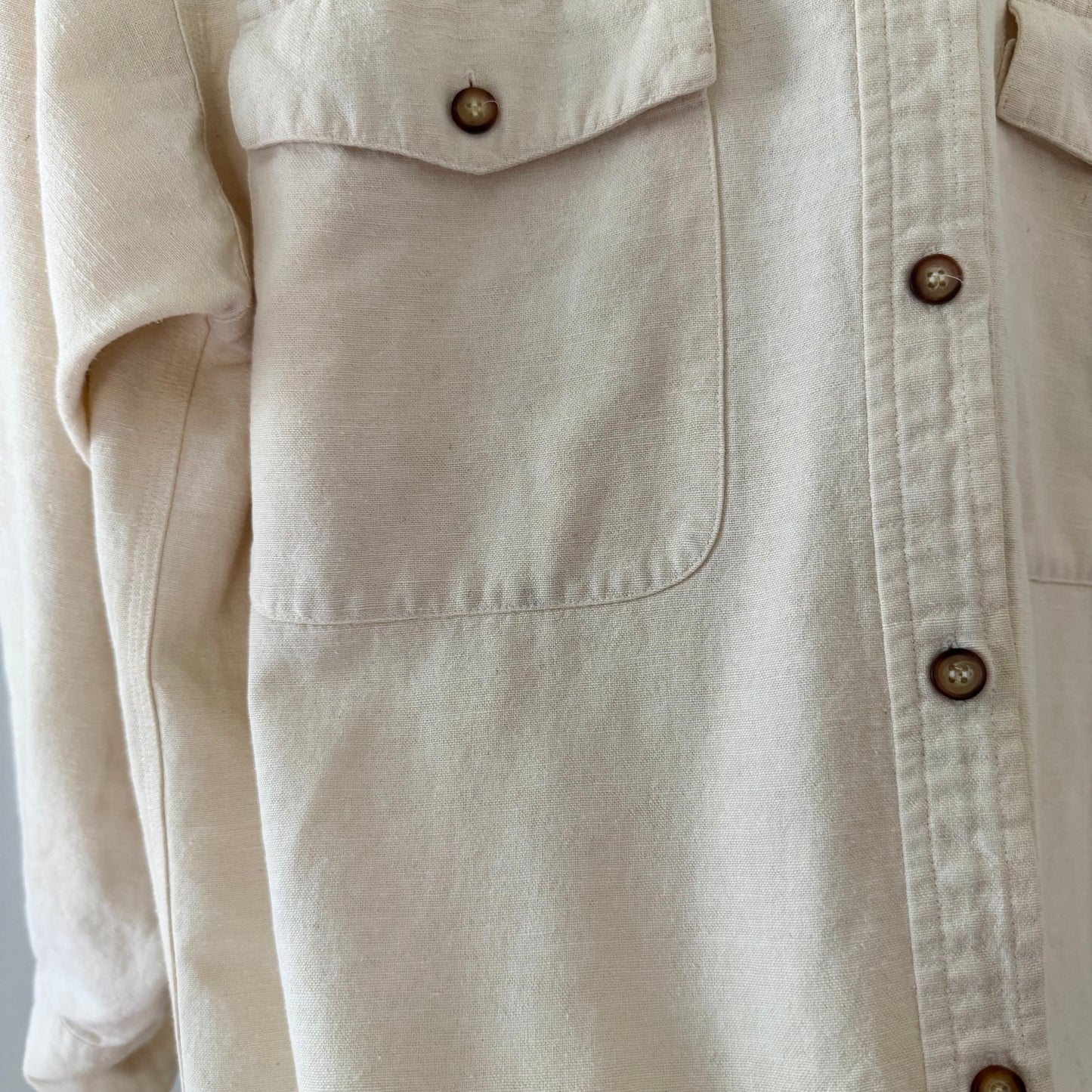 Long Sleeve Cream Button Up Shirt (S)