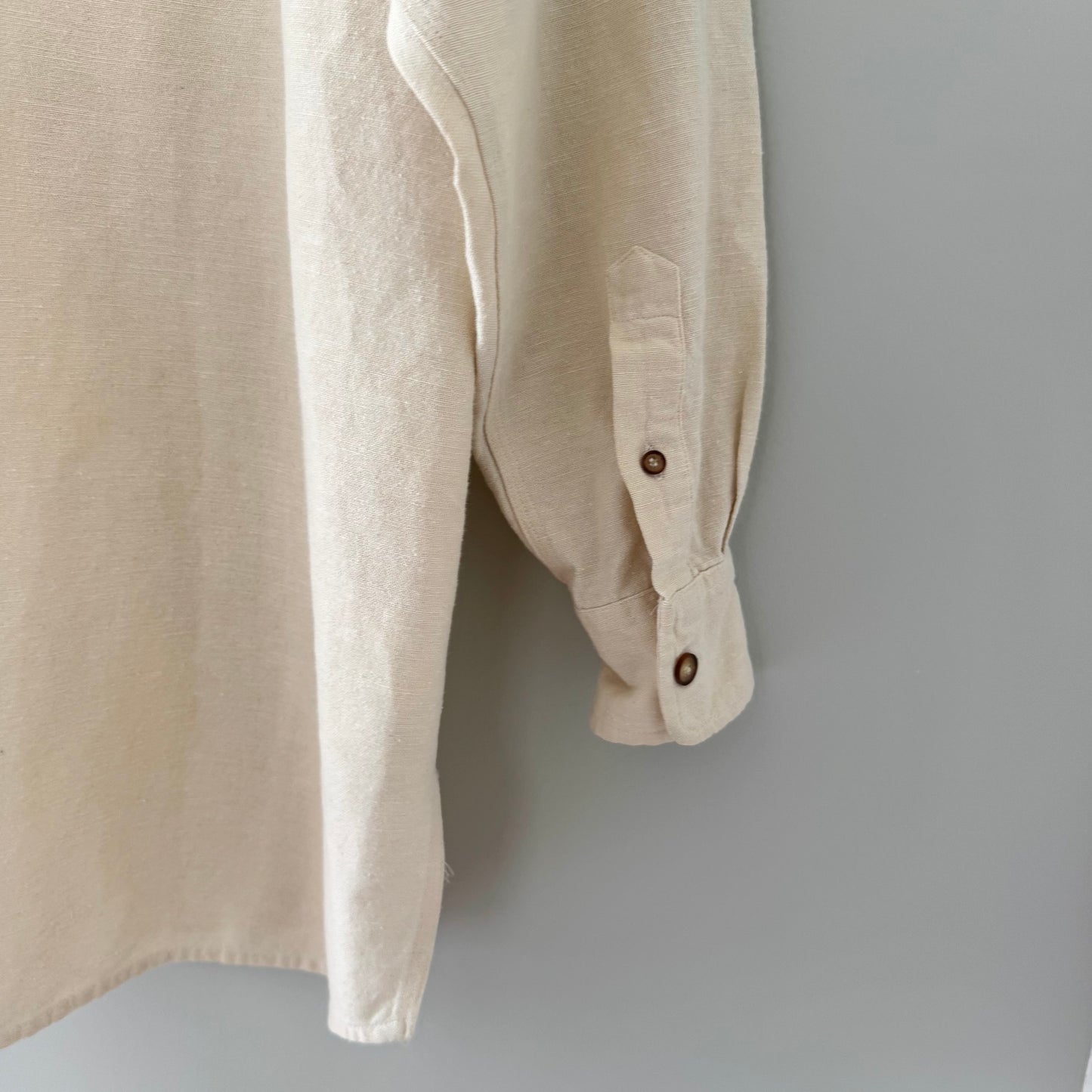 Long Sleeve Cream Button Up Shirt (S)