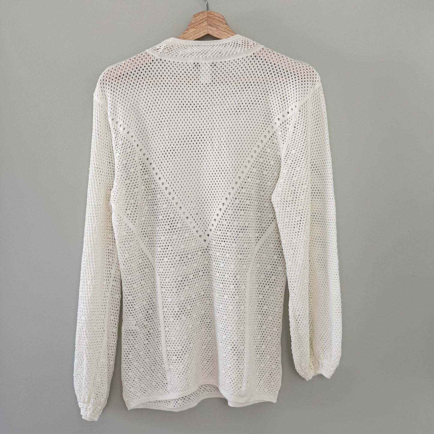 WHBM White Pointelle Long Sleeve Sweater (L)
