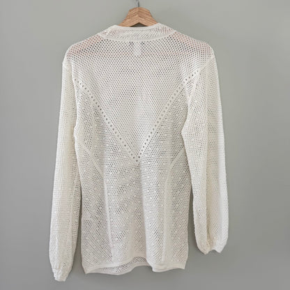 WHBM White Pointelle Long Sleeve Sweater (L)