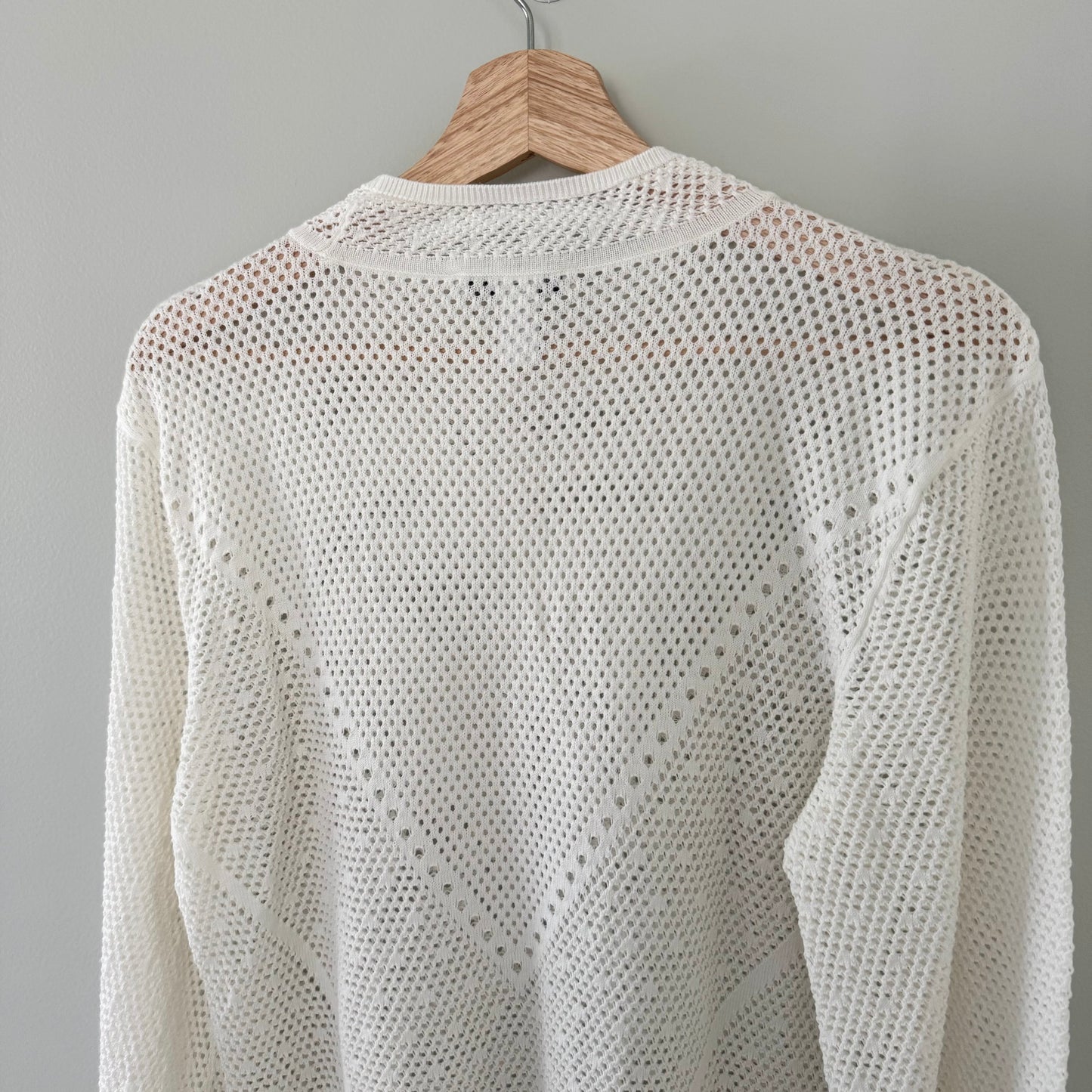 WHBM White Pointelle Long Sleeve Sweater (L)