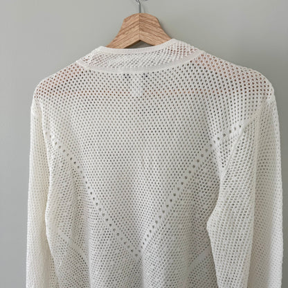 WHBM White Pointelle Long Sleeve Sweater (L)