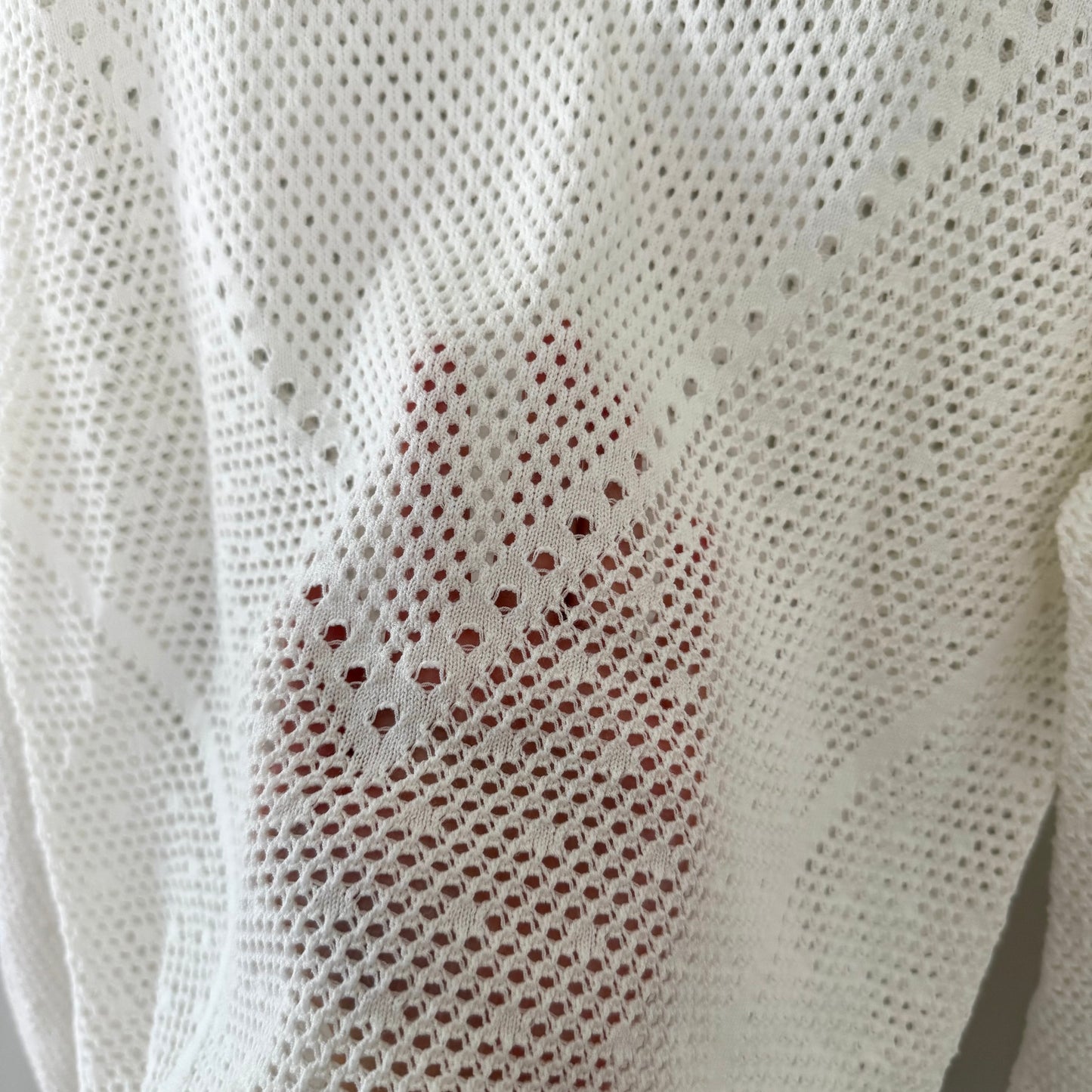 WHBM White Pointelle Long Sleeve Sweater (L)