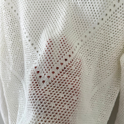 WHBM White Pointelle Long Sleeve Sweater (L)