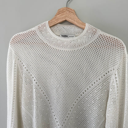 WHBM White Pointelle Long Sleeve Sweater (L)