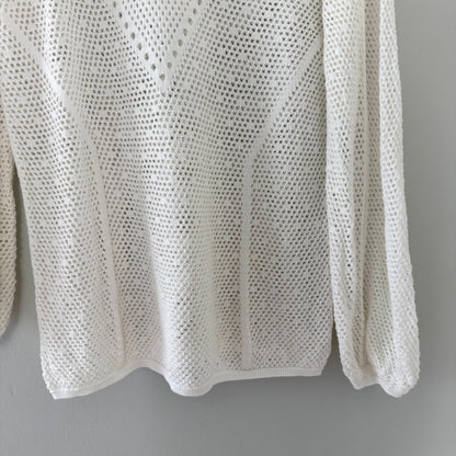 WHBM White Pointelle Long Sleeve Sweater (L)