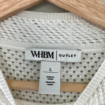 WHBM White Pointelle Long Sleeve Sweater (L)