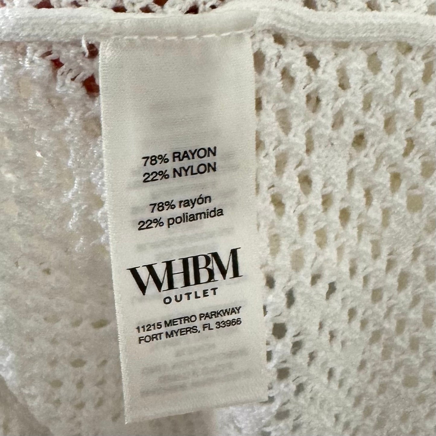 WHBM White Pointelle Long Sleeve Sweater (L)