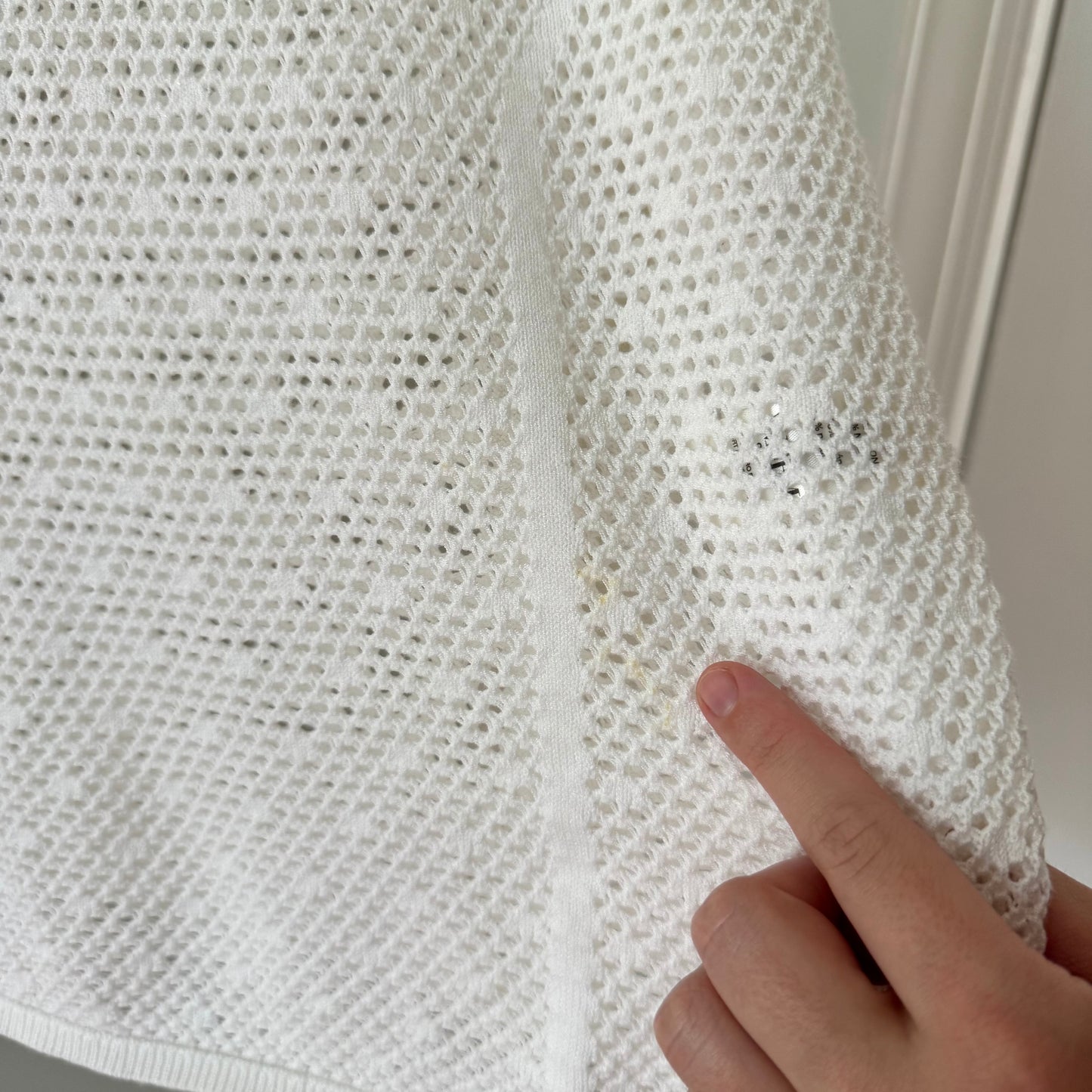 WHBM White Pointelle Long Sleeve Sweater (L)