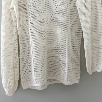 WHBM White Pointelle Long Sleeve Sweater (L)