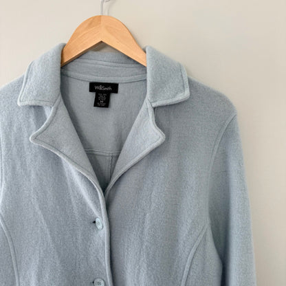 Willi Smith Powder Blue Button Front Sweater Jacket (M)