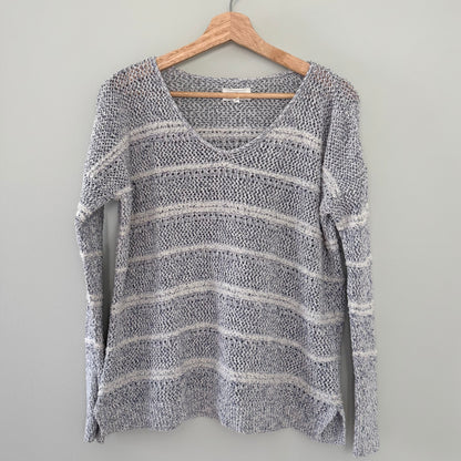 Lou & Grey Blue/White Textured Knit Sweater (XS)