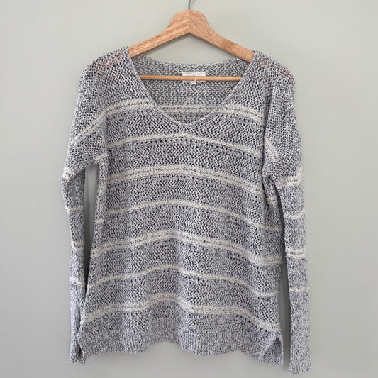Lou & Grey Blue/White Textured Knit Sweater (XS)