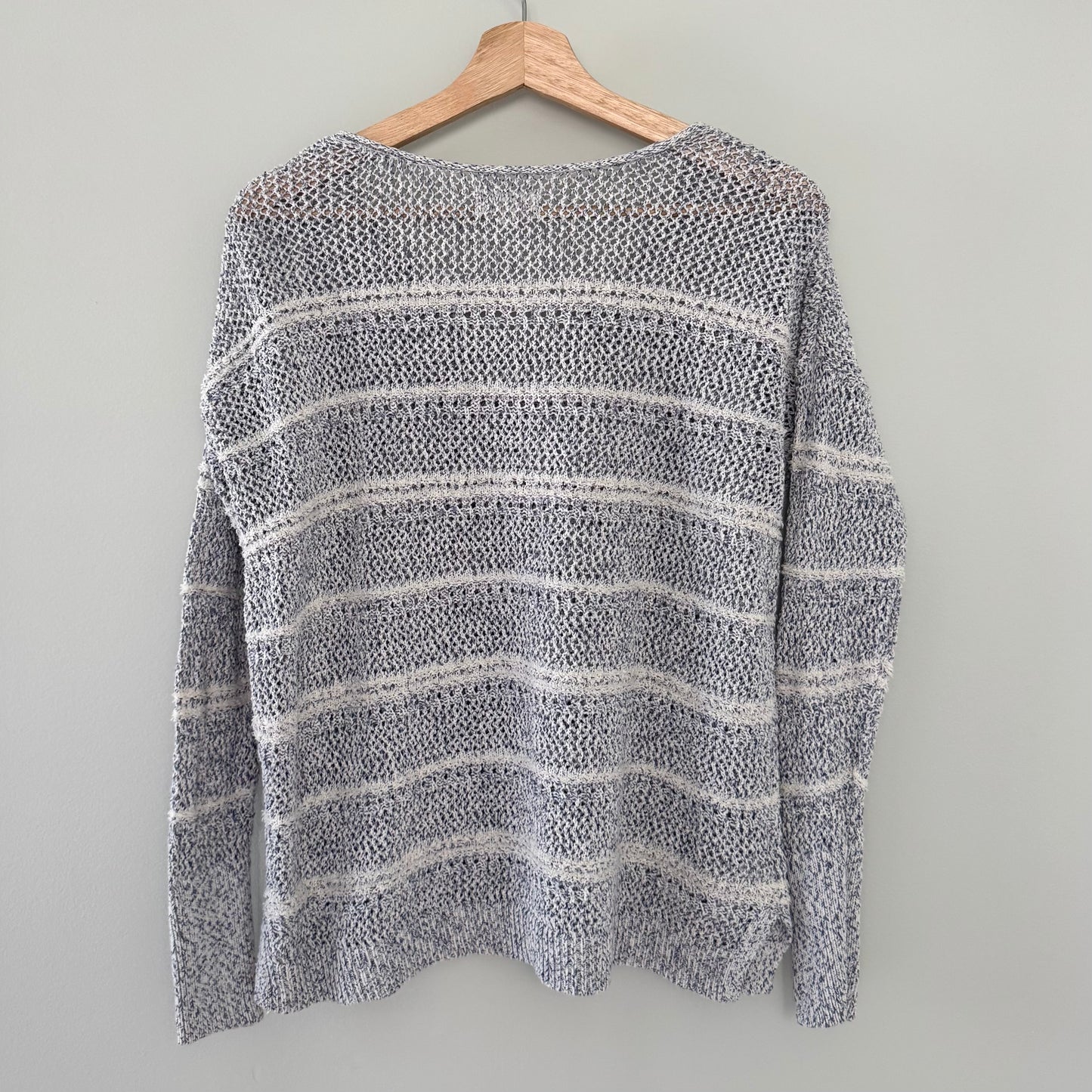 Lou & Grey Blue/White Textured Knit Sweater (XS)