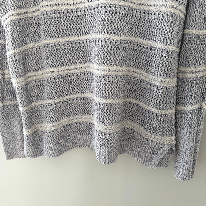 Lou & Grey Blue/White Textured Knit Sweater (XS)