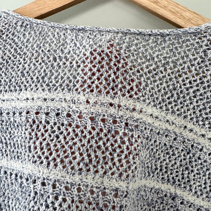 Lou & Grey Blue/White Textured Knit Sweater (XS)