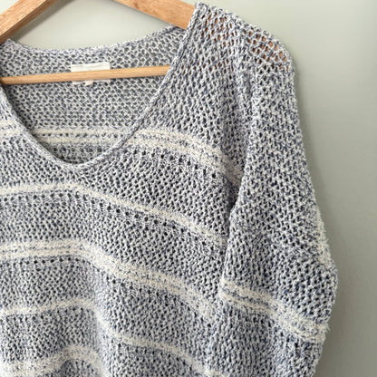 Lou & Grey Blue/White Textured Knit Sweater (XS)