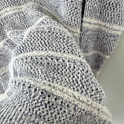 Lou & Grey Blue/White Textured Knit Sweater (XS)